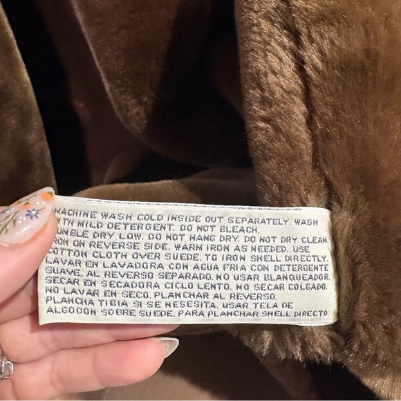 St. John's Bay Women’s Vintage Washable Suede Coat Faux Fur Lined Coat - Picture 6 of 14